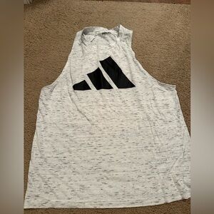 Adidas White and Black Tank Top Athletic Shirt